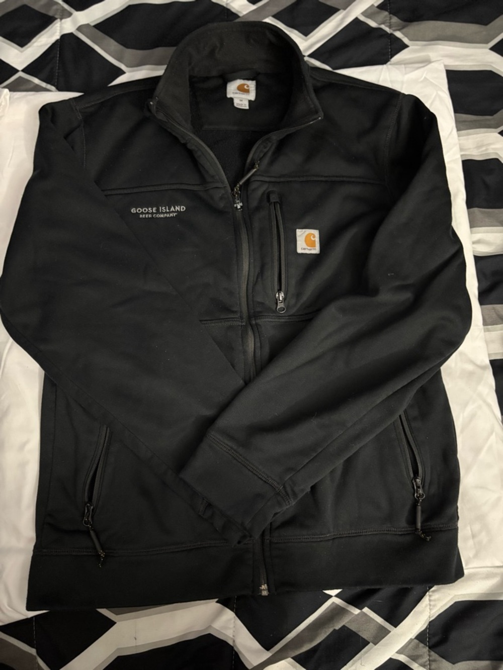Carhartt Black Goose Island Logo Zip Jacket